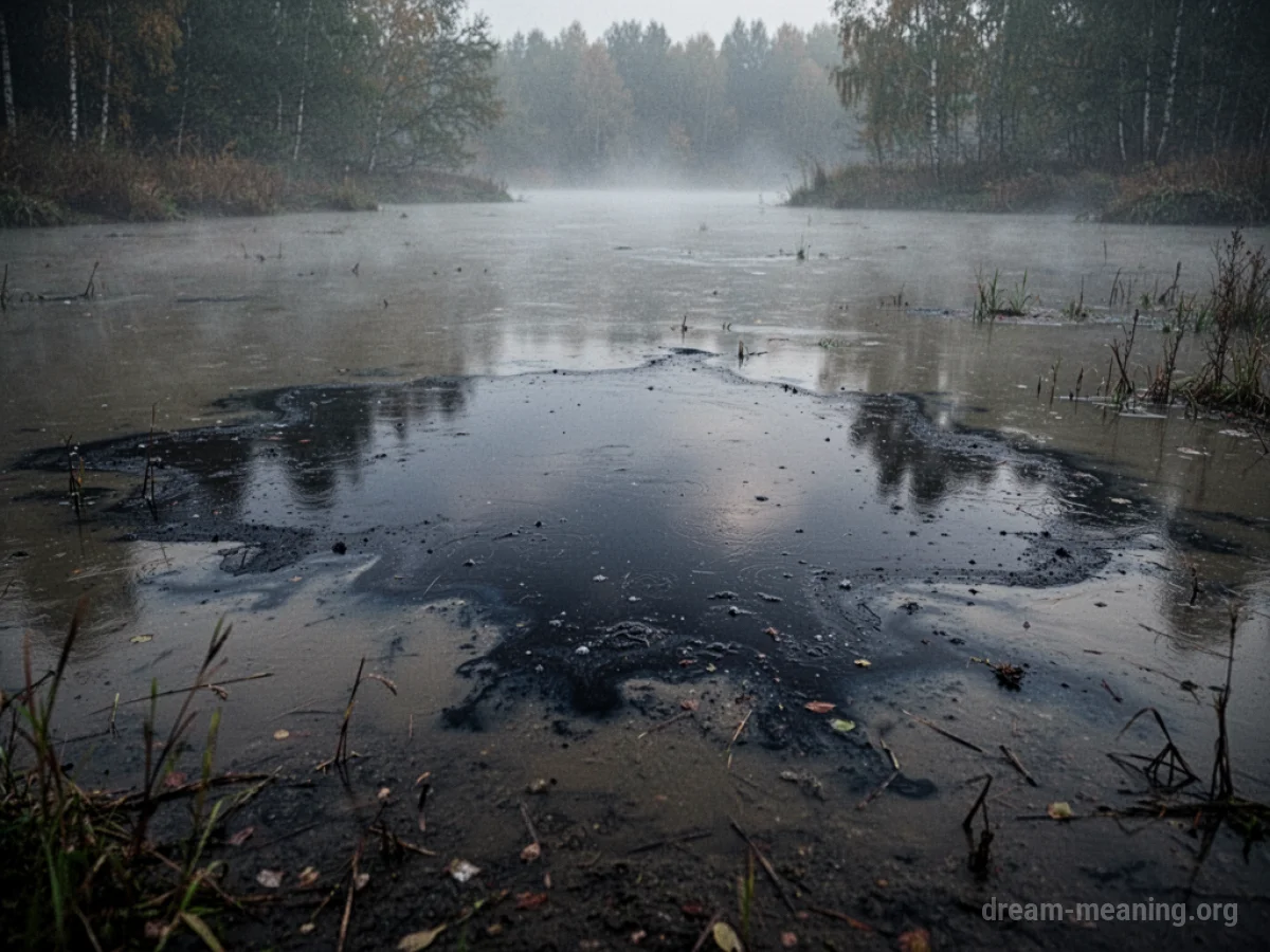 A dark, opaque surface of water.