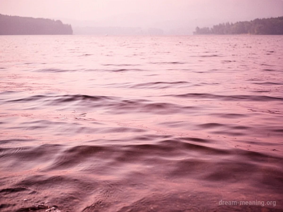 A body of water tinted a soft pink color.