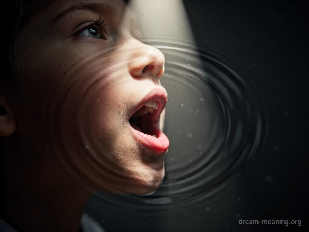 A mouth speaking under a spotlight with visible waves radiating.