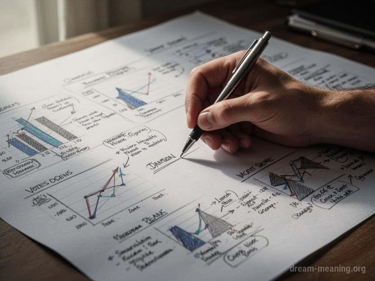 A hand writing a detailed plan on a sheet of paper.