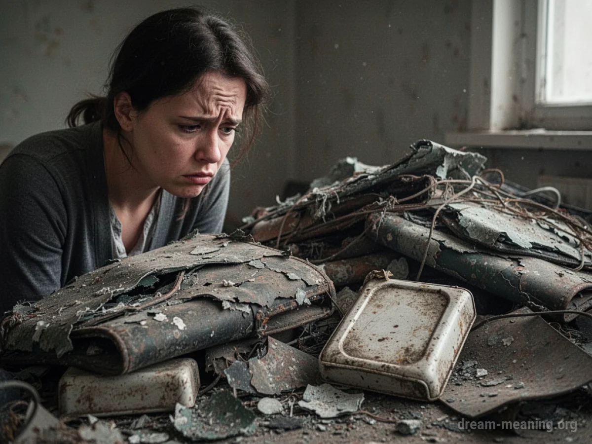 A person examining damaged merchandise.