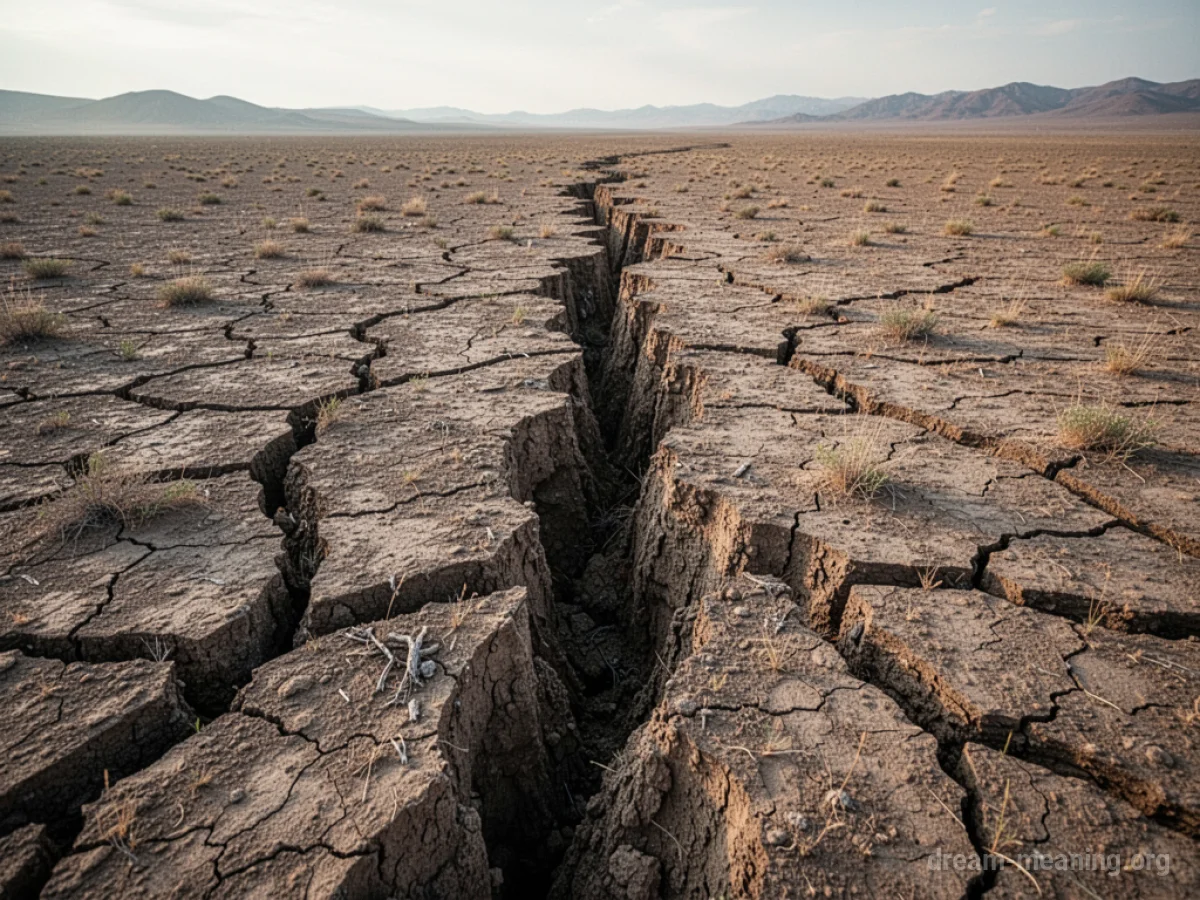 Jagged cracks splitting the dry earth.