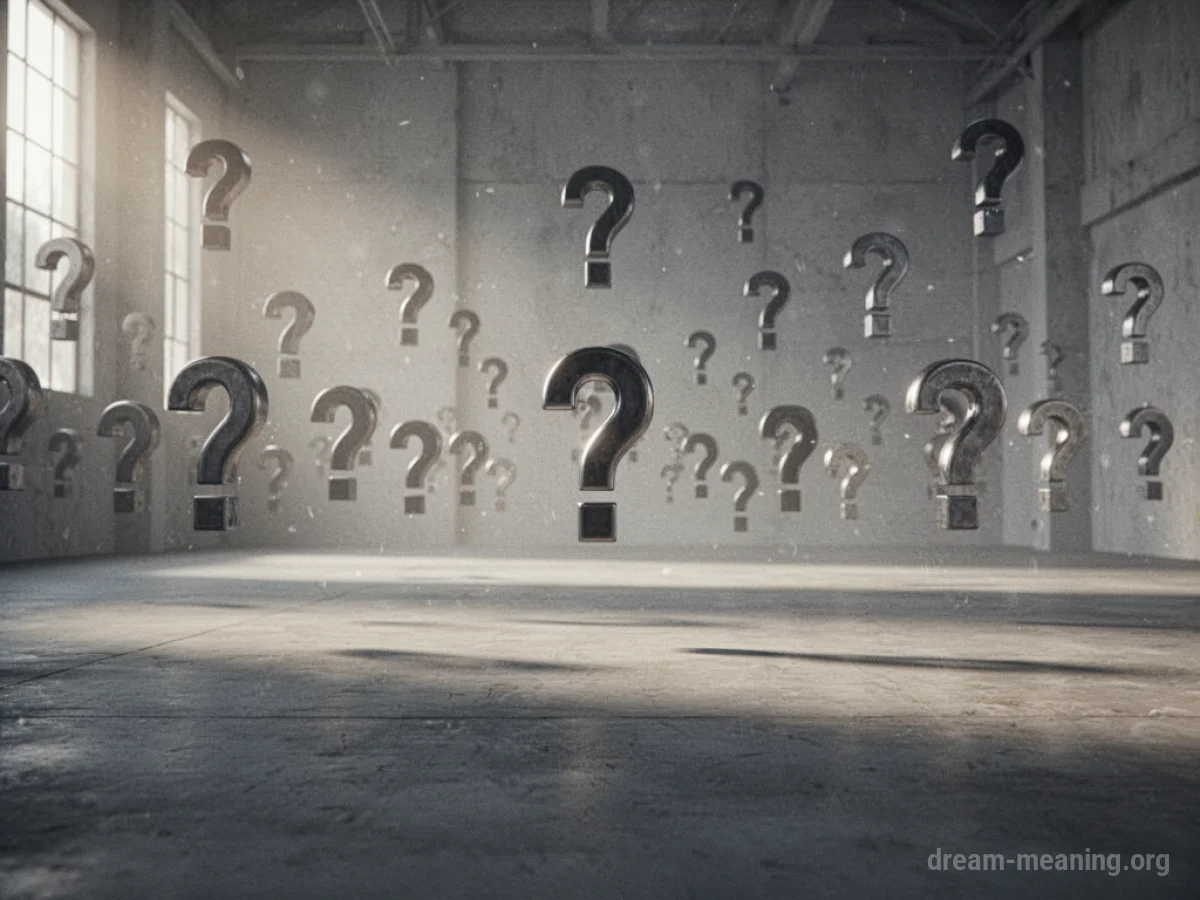 Numerous question marks floating in a vast, empty space.