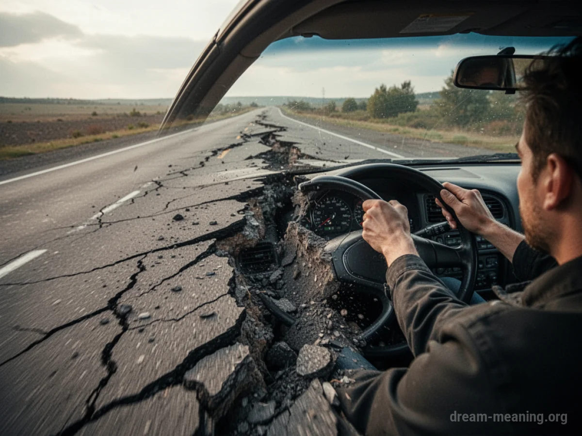 Car driving on a fracturing road.