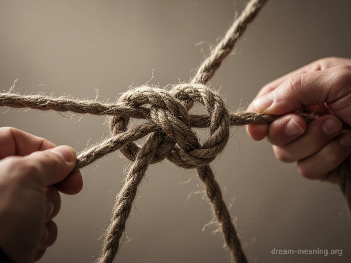 An abstract visual of a complex knot gradually loosening.