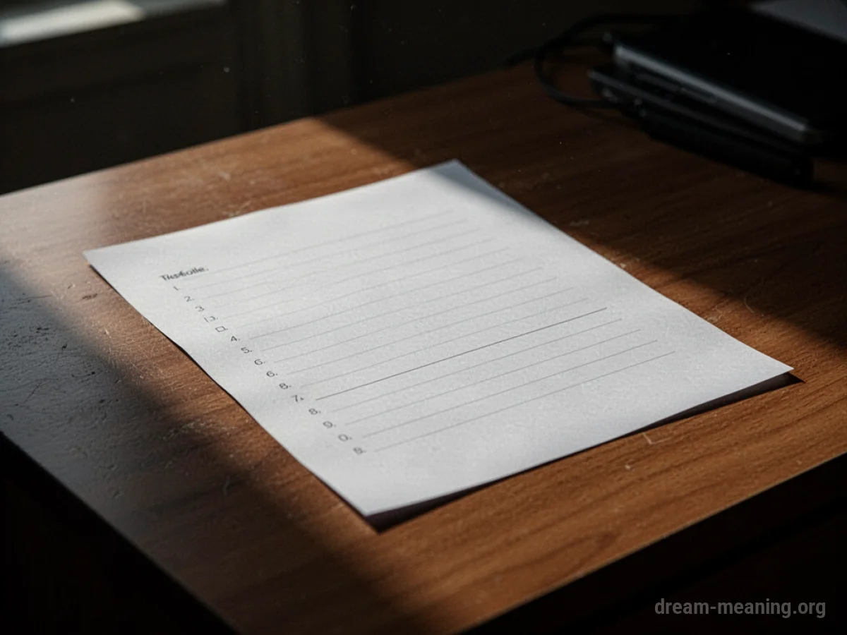 A blank test paper on a desk with a shadow.
