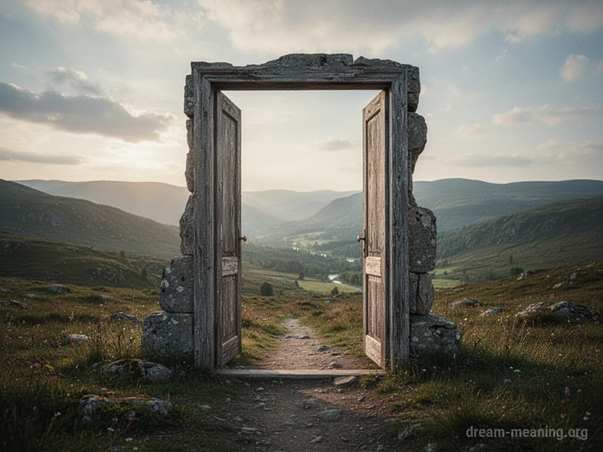 A shimmering portal revealing a subtly altered landscape.