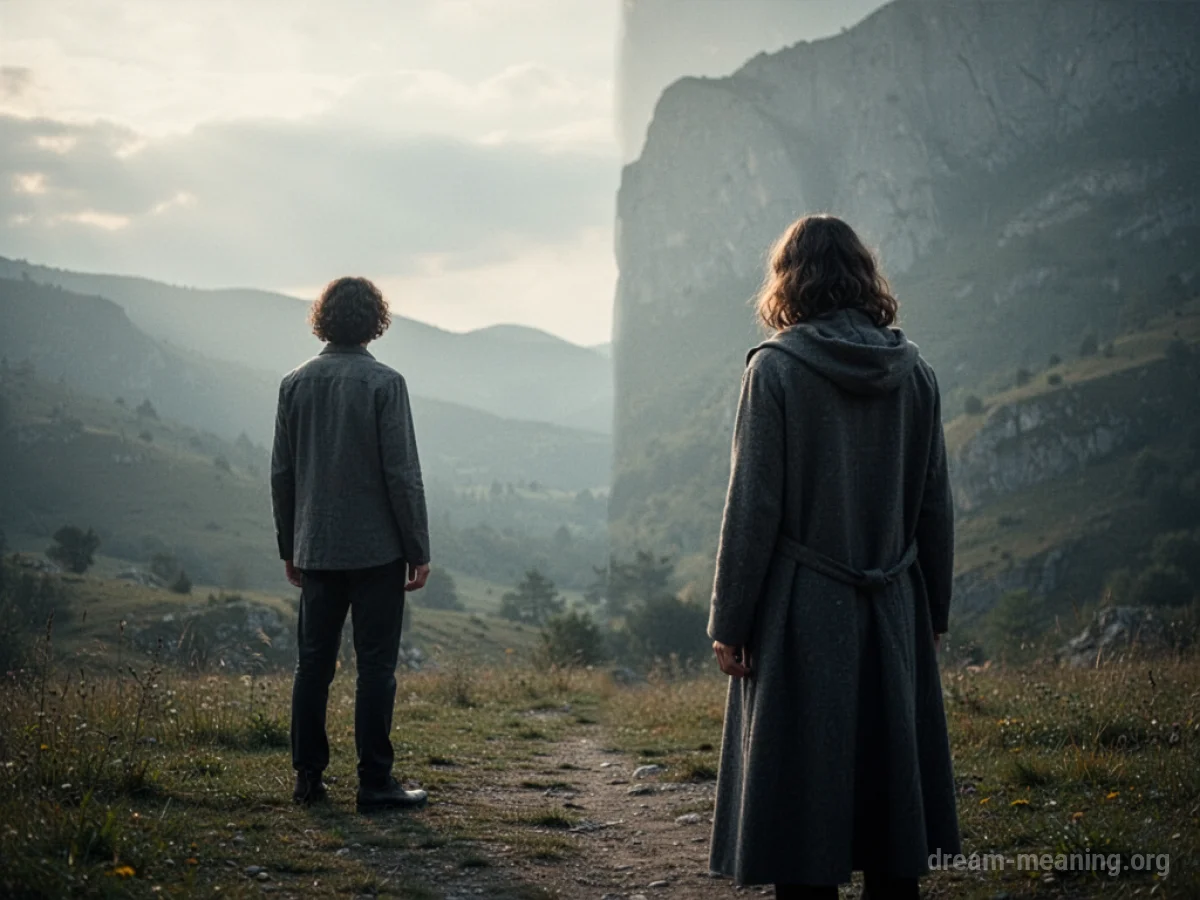 A person standing with their back to another person, with a noticeable space between them.