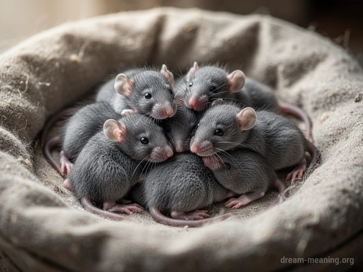 A group of very small, young rats clustered closely.