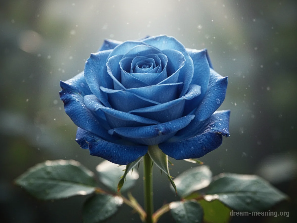 A single blue rose with a soft glow.