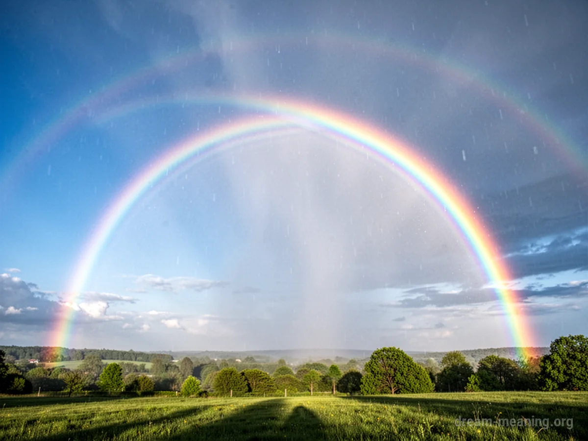 A vibrant rainbow in a clear sky.