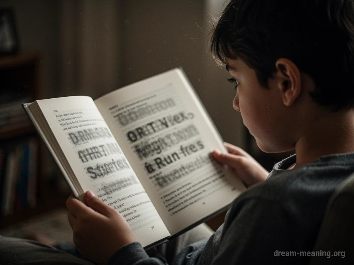 A person looking at a blurred page of text.