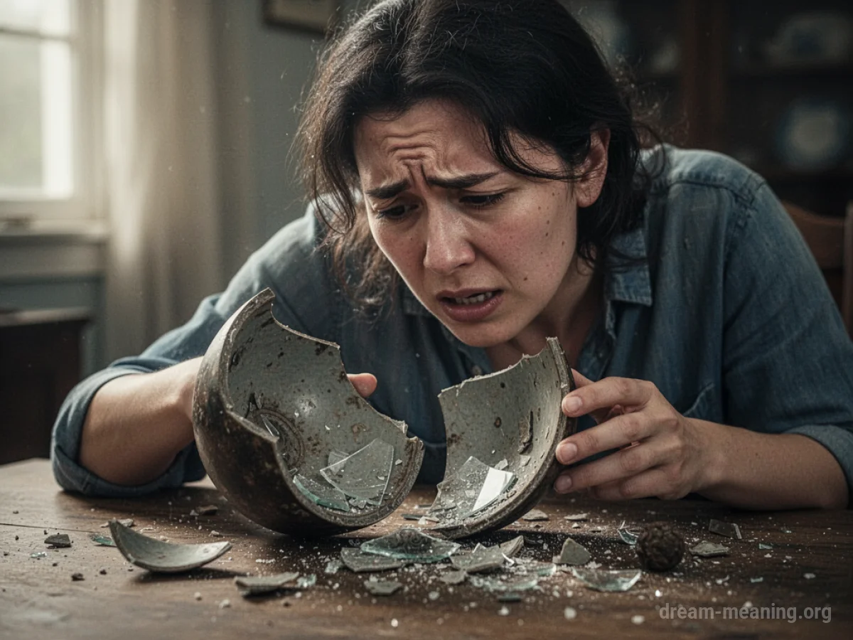 A person stares at a disassembled object with missing pieces.