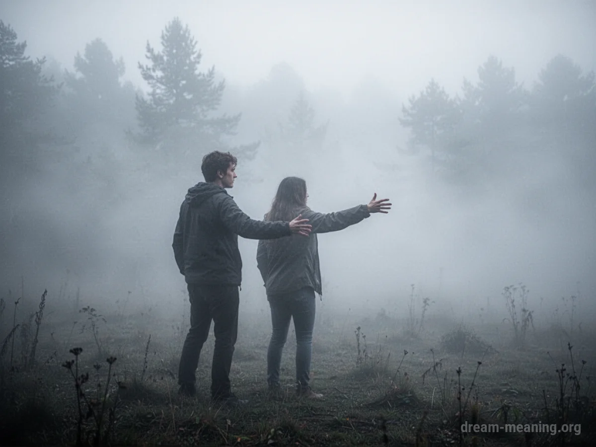 Silhouette of a person obscured by thick fog.