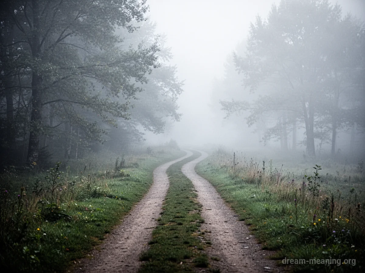 A path splitting into two, one becoming indistinct.