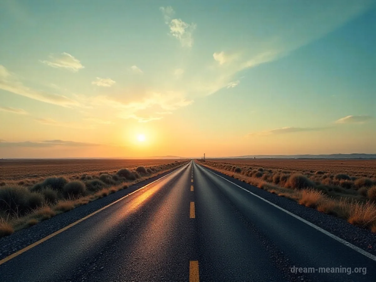 A long, straight road disappearing into the distance.