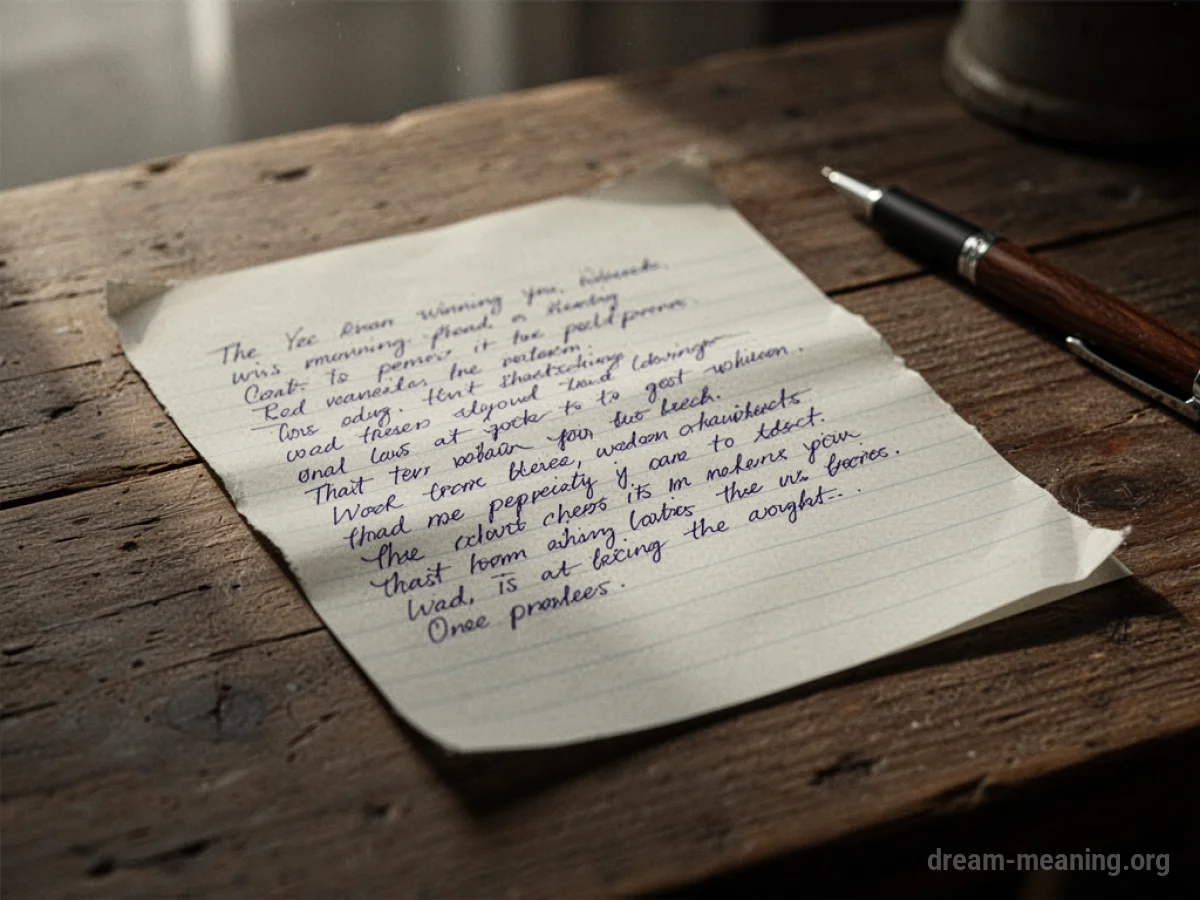 A close-up view of a handwritten note with clear text on a textured surface.