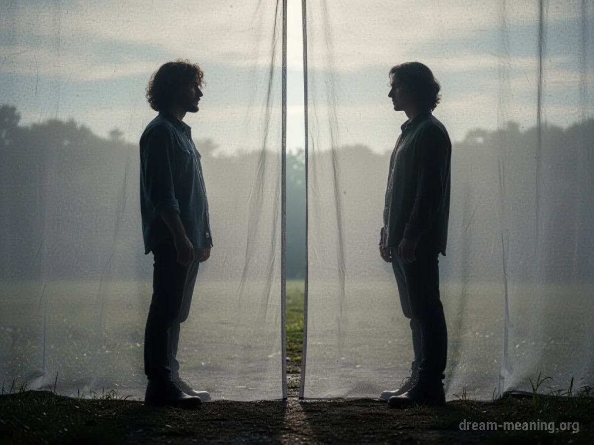 Two silhouetted figures standing apart with a subtle barrier between them.