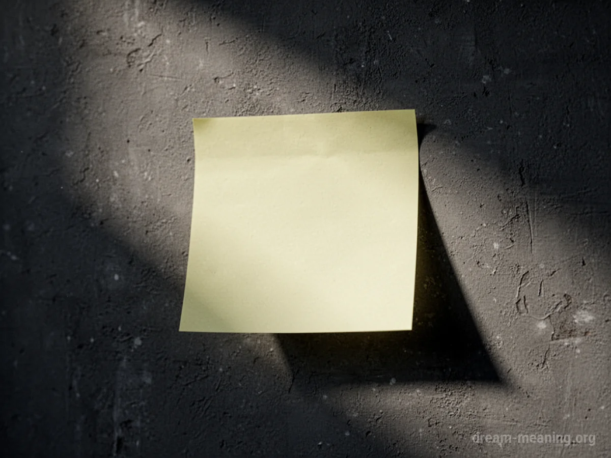 A blank sticky note on a wall with a shadow.