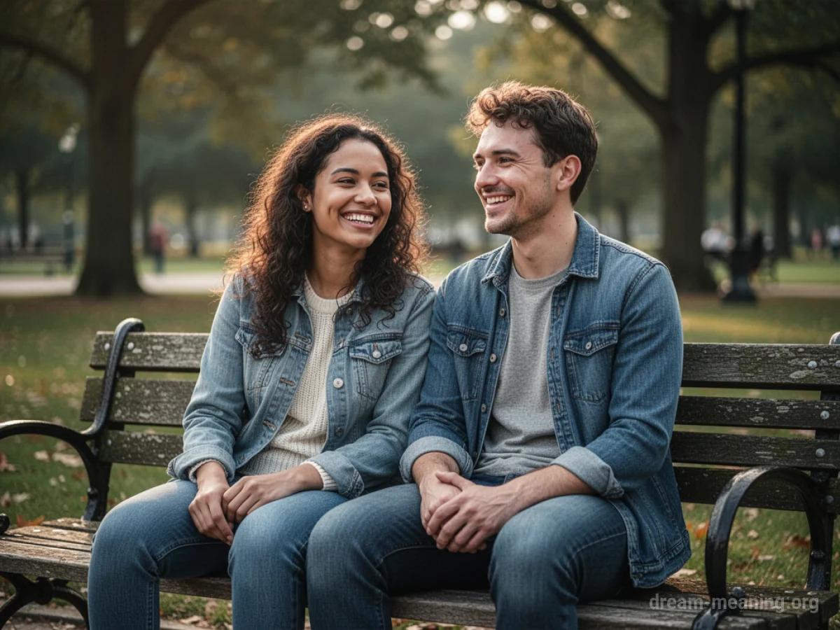 Two people sitting on a park bench, one appearing more vibrant.
