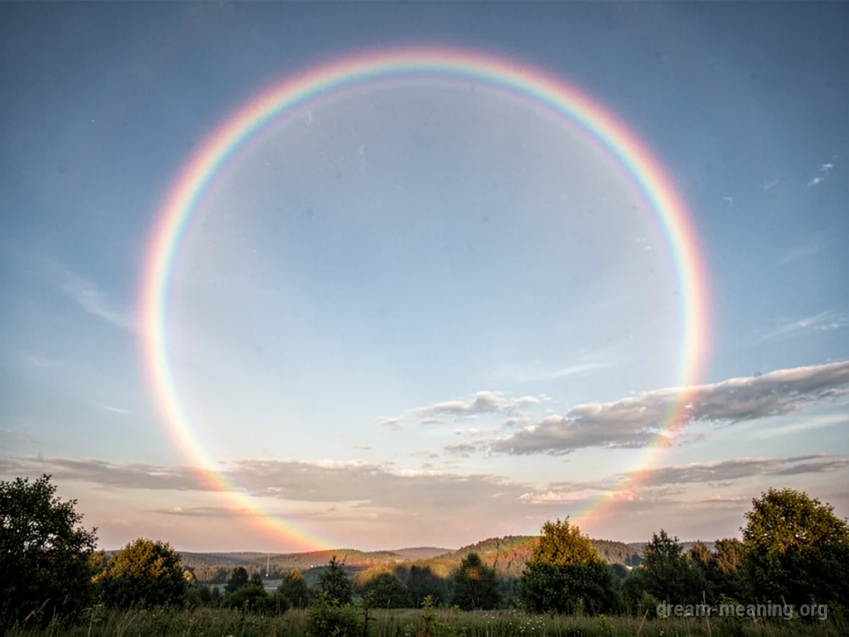 A vibrant rainbow forming a complete circle.