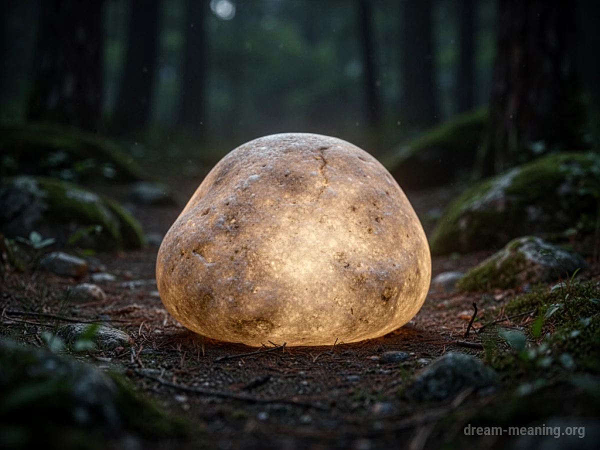 A rock with a gentle luminescence radiating from its center.