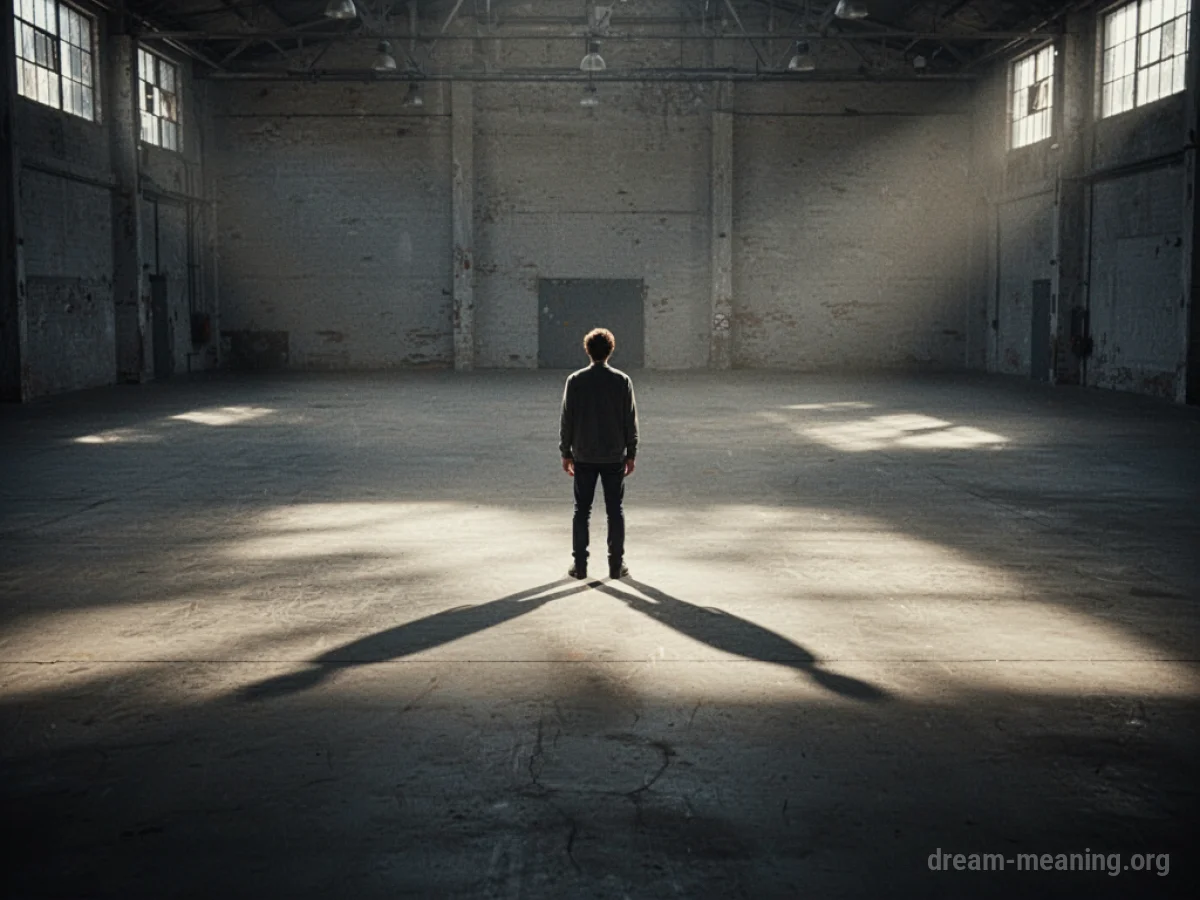 A silhouette of a person standing alone in a desolate, shadowy landscape.