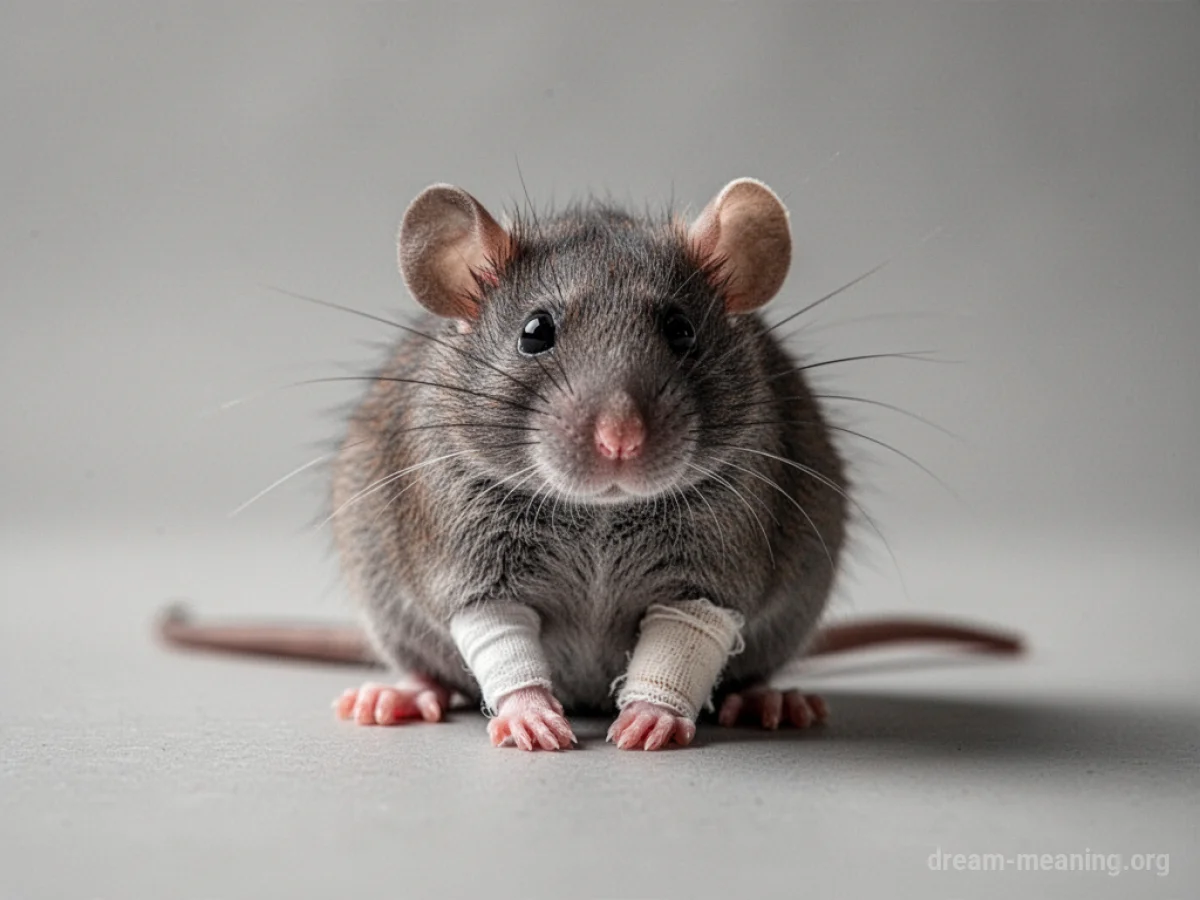 A small rat with a bandage on its leg.