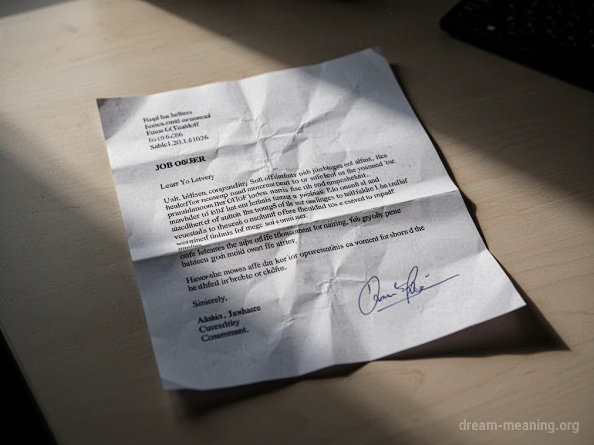 A crumpled job offer letter on a desk.