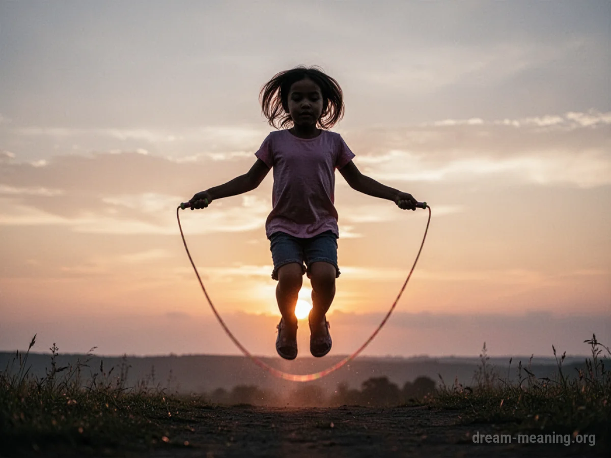 Silhouette of a person jumping rope.
