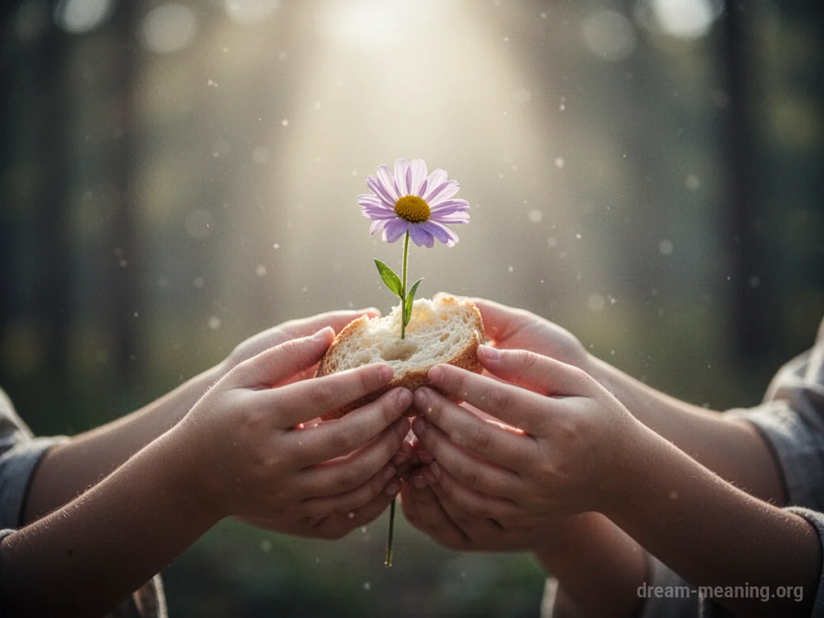 Two hands gently present a flower towards a soft light.
