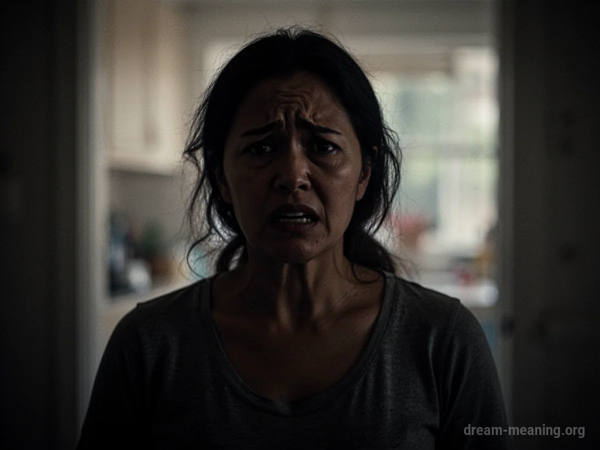 Silhouette of a woman with a distressed face in shadows.