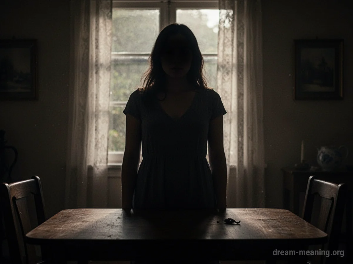 Silhouette of a woman in a shadowed room.