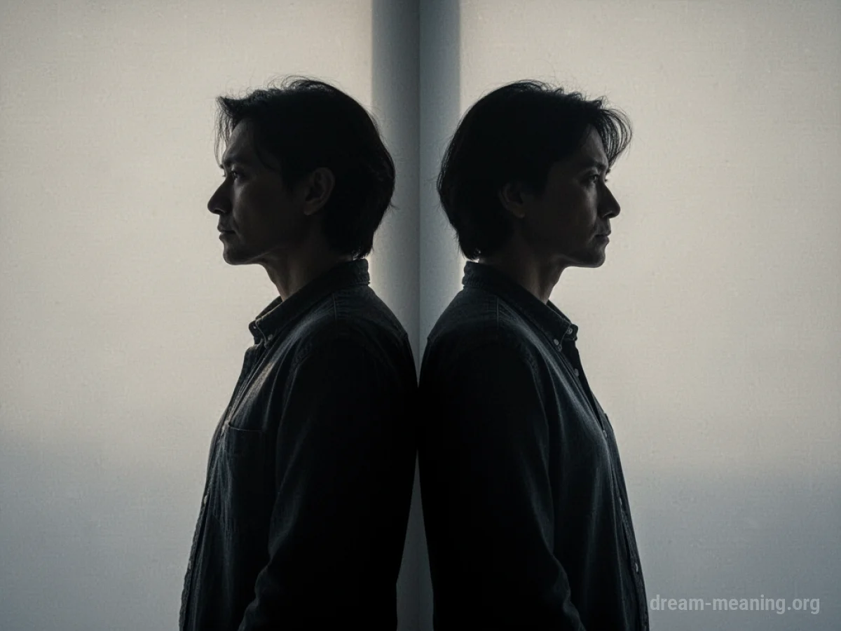 Two silhouetted figures standing back-to-back with a shadow between them.