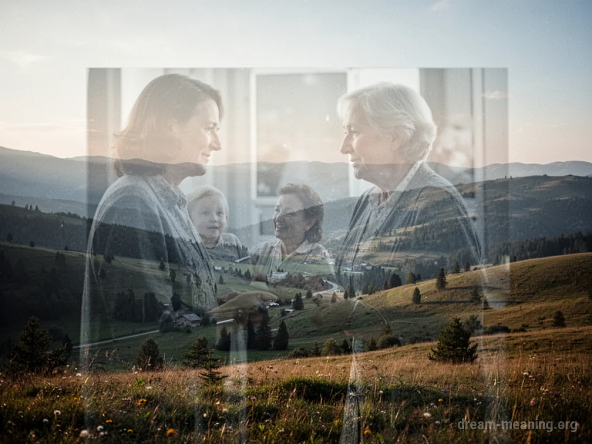 A faded image of a past setting partially obscured by a more solid, contemporary landscape.