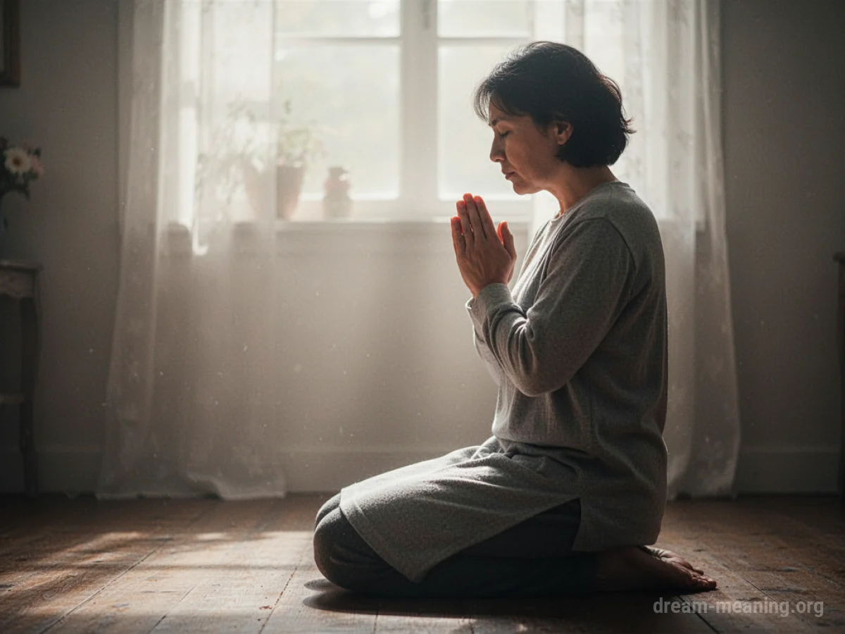 A person kneeling in prayer.