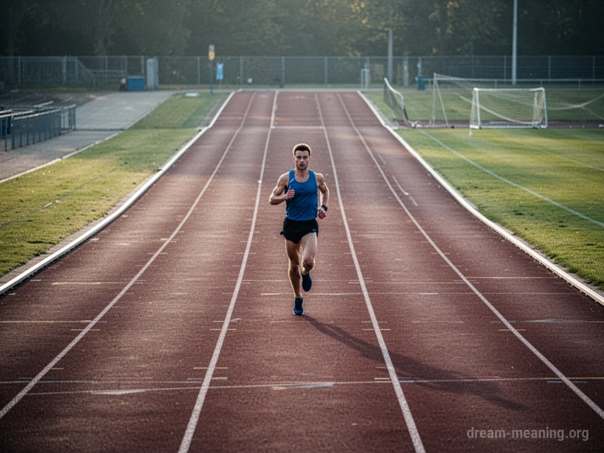 A person running on a circular race track.