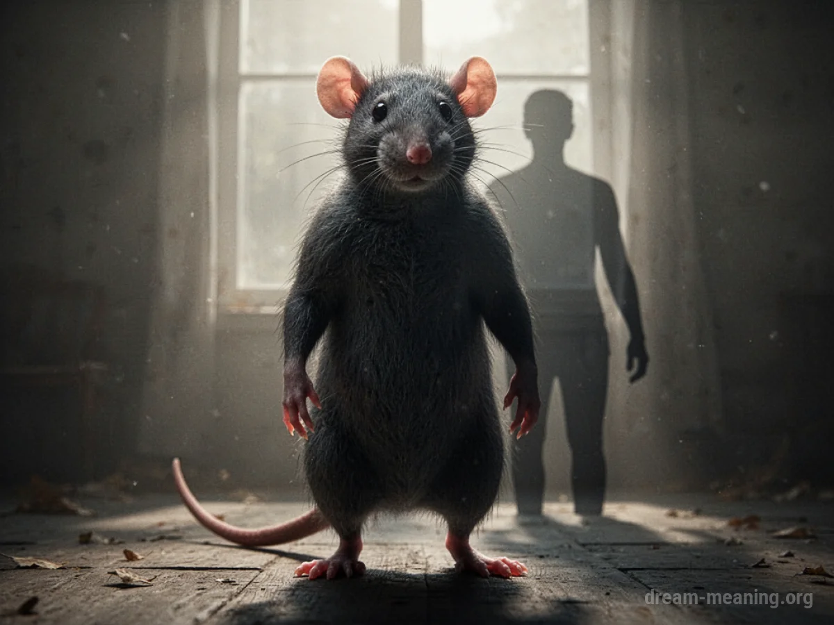 A silhouette of a rat-like creature beginning to stand and take human form.