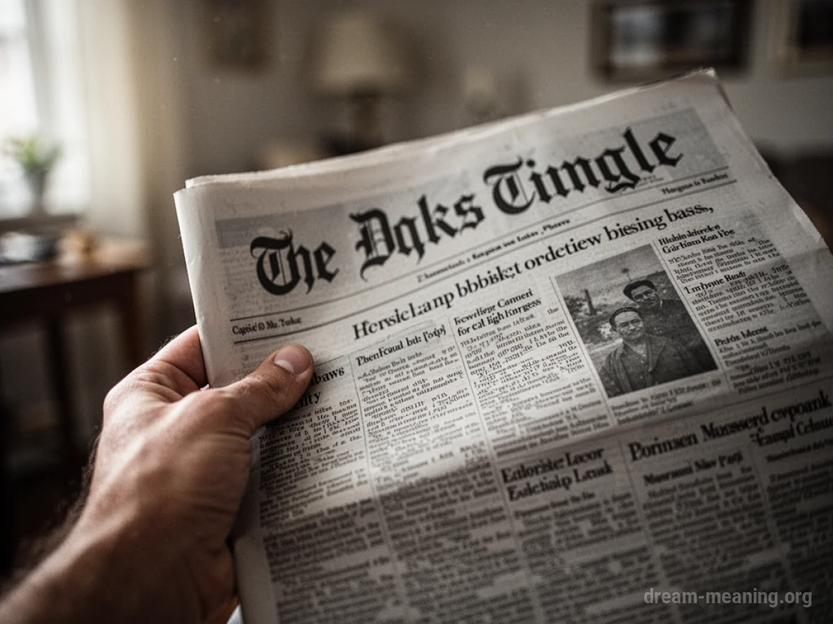 A hand holding a newspaper with text visible on the front page.