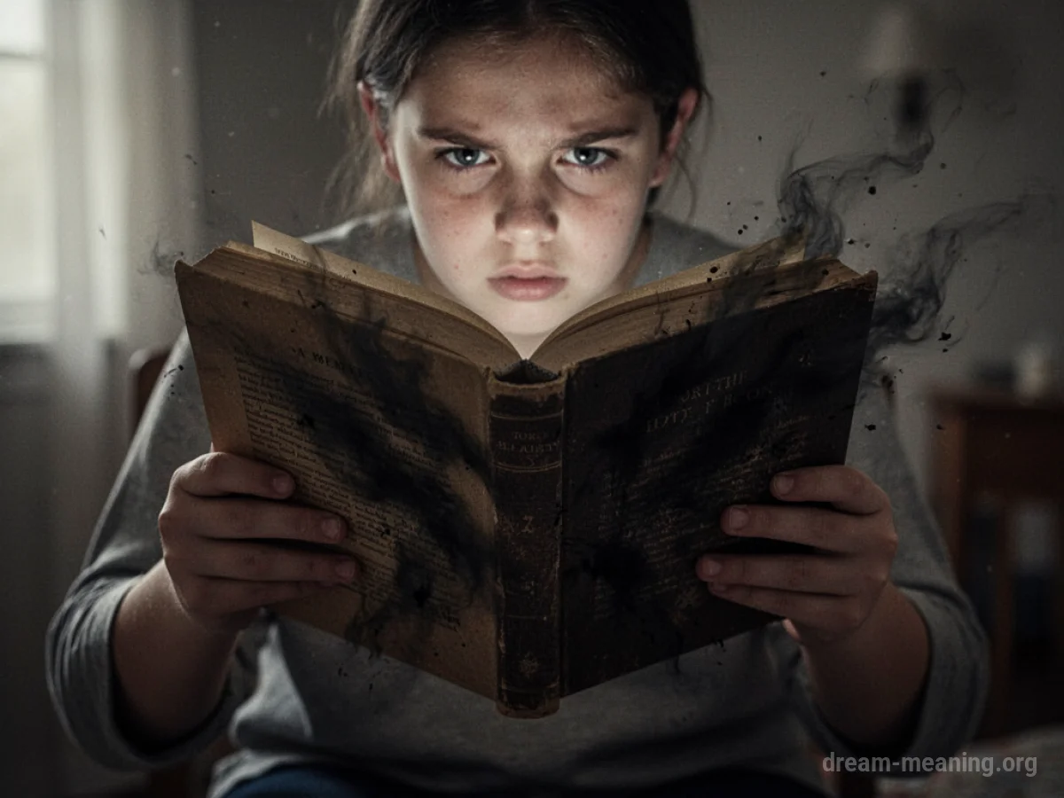 A book with dark, shadowy illustrations casting eerie light.