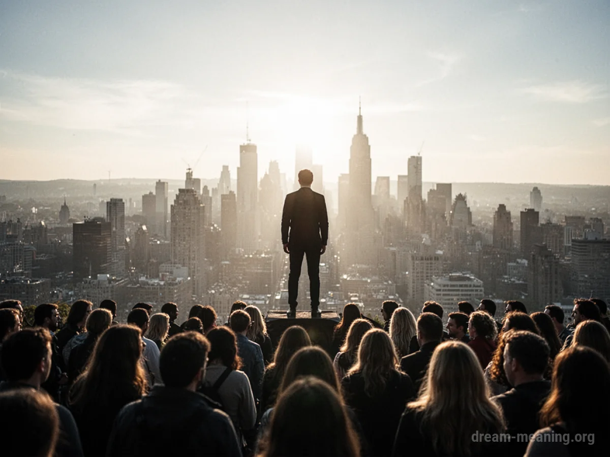 Silhouette of a person standing apart from a blurred crowd.