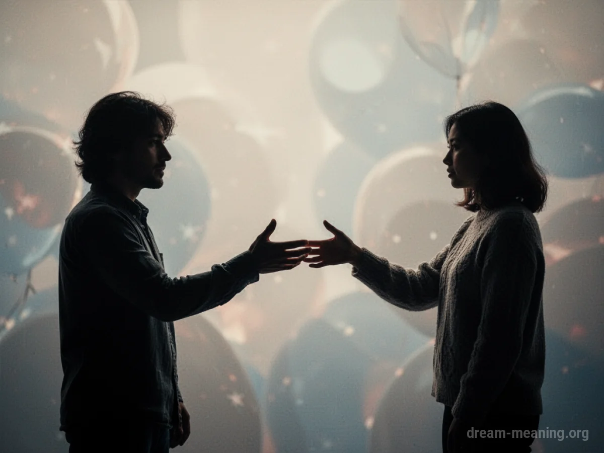 Two silhouetted figures reaching towards each other.