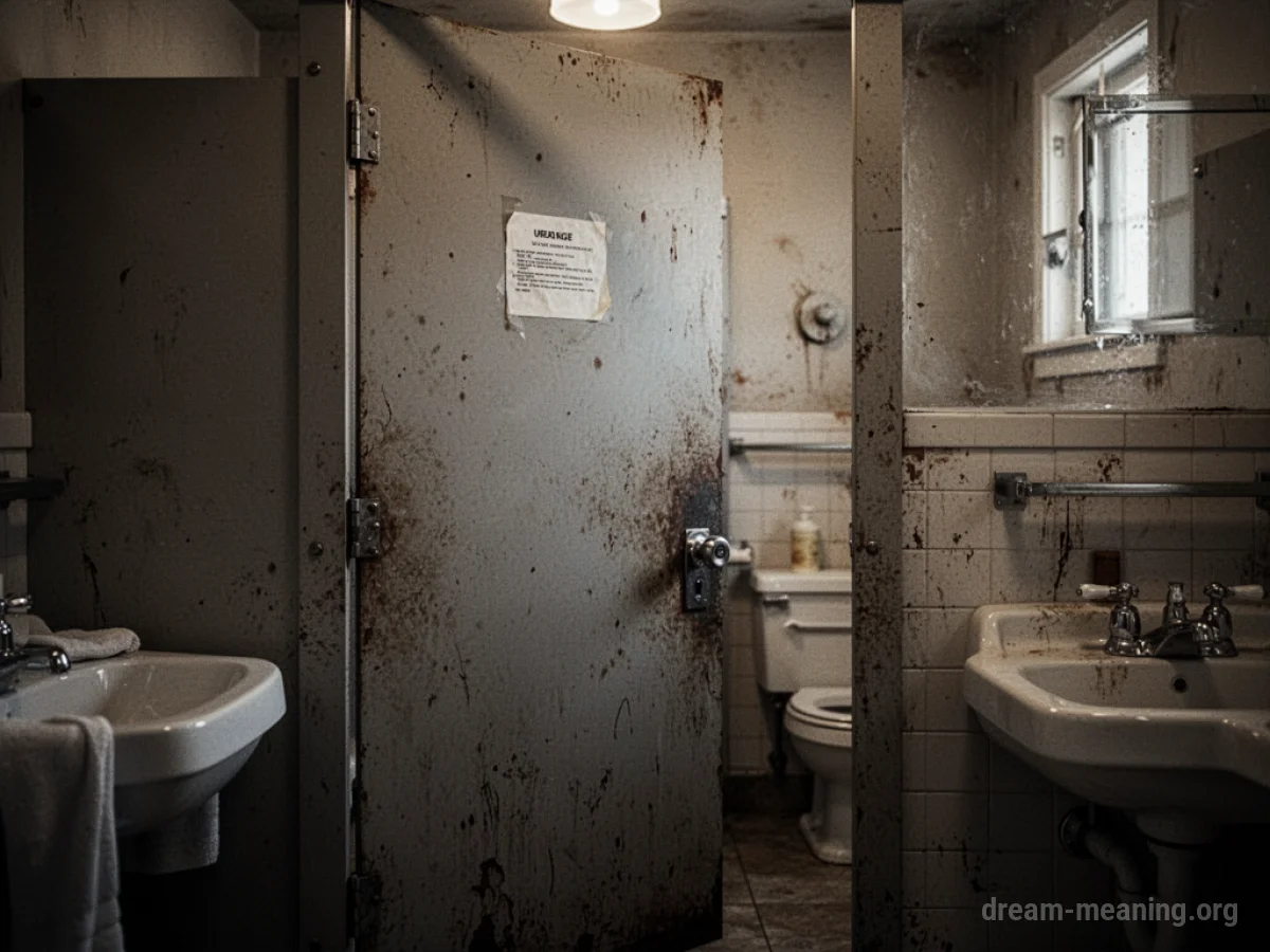 Interior of a restaurant bathroom stall with a closed door.