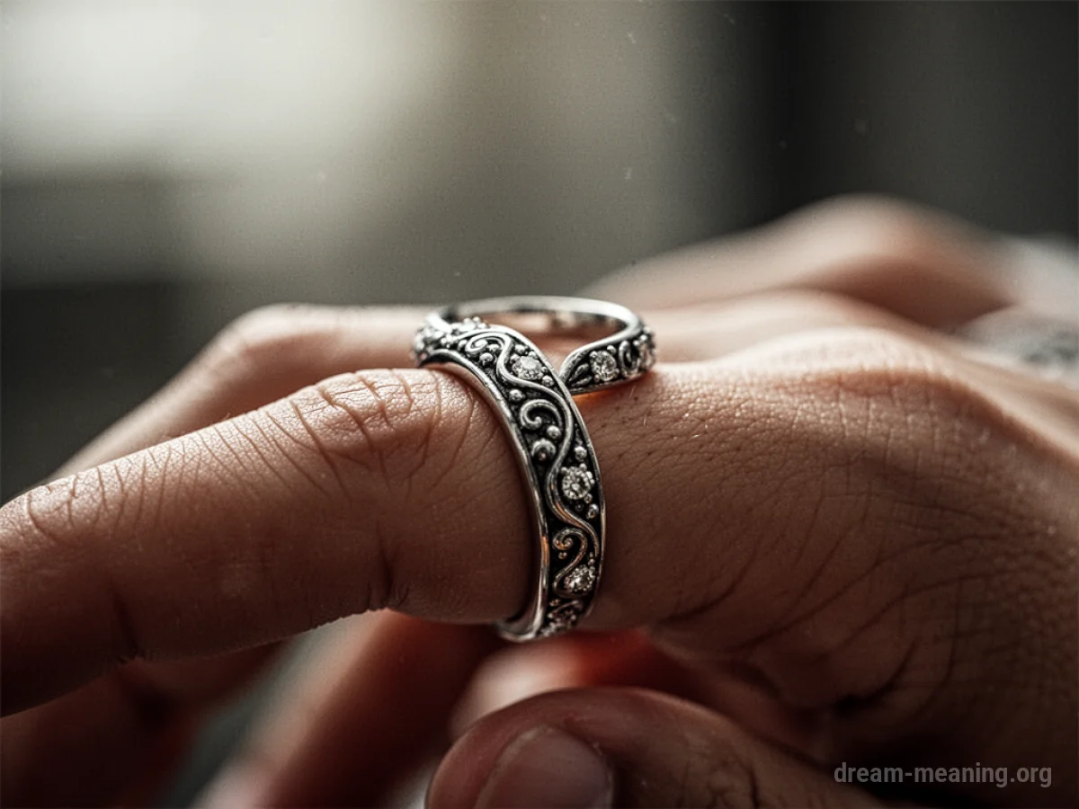 A ring slipping off a person's finger.
