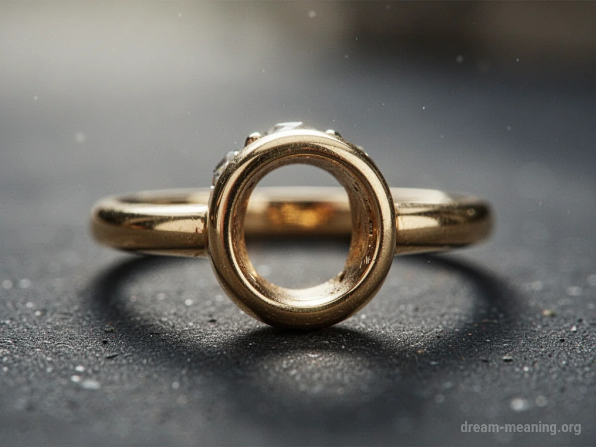 A gold ring with an empty gemstone setting.