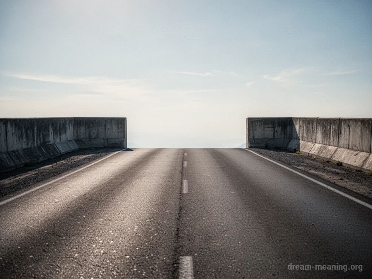 A road stops abruptly at a concrete barrier.