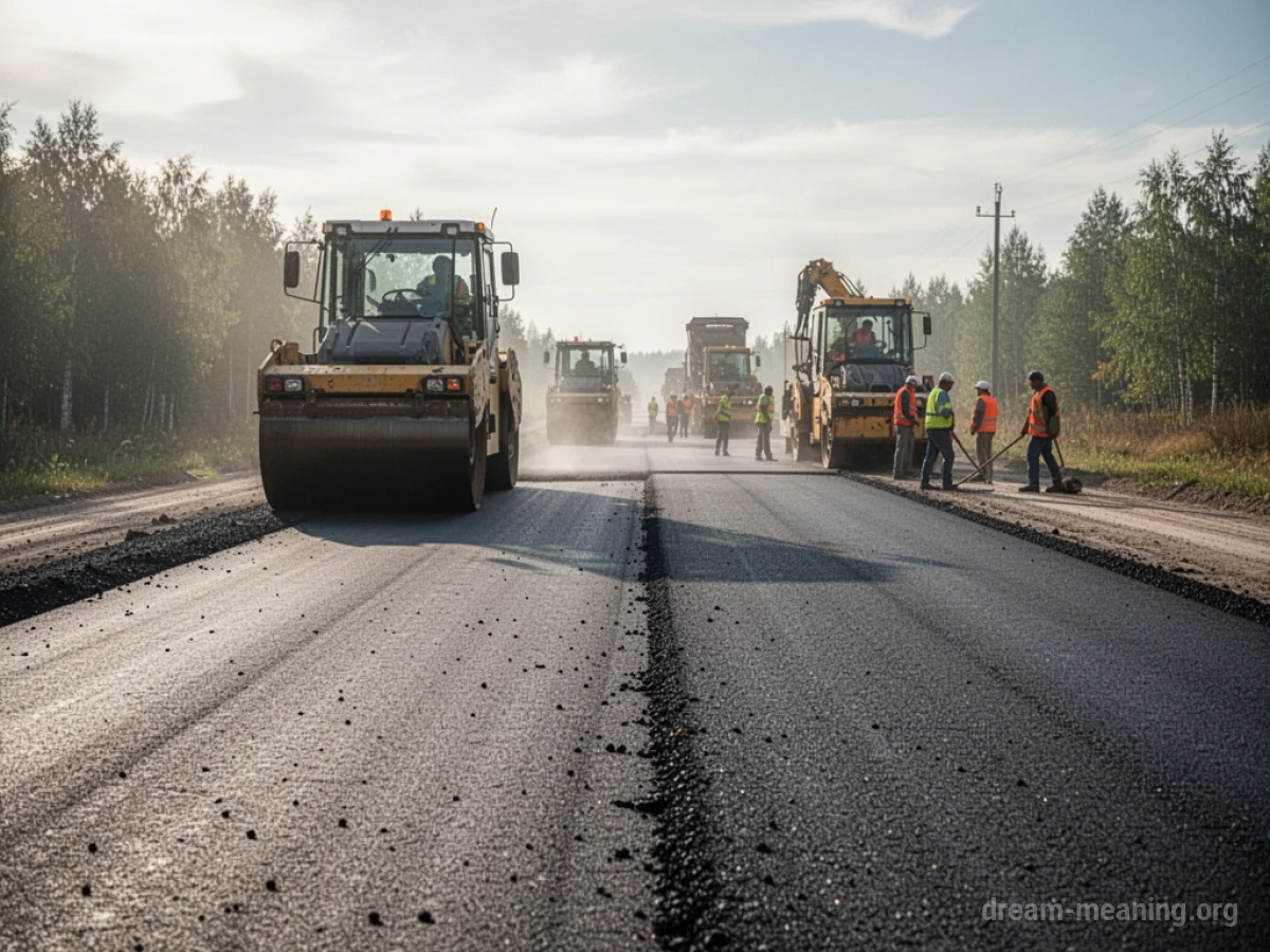 A road being repaired with construction equipment.