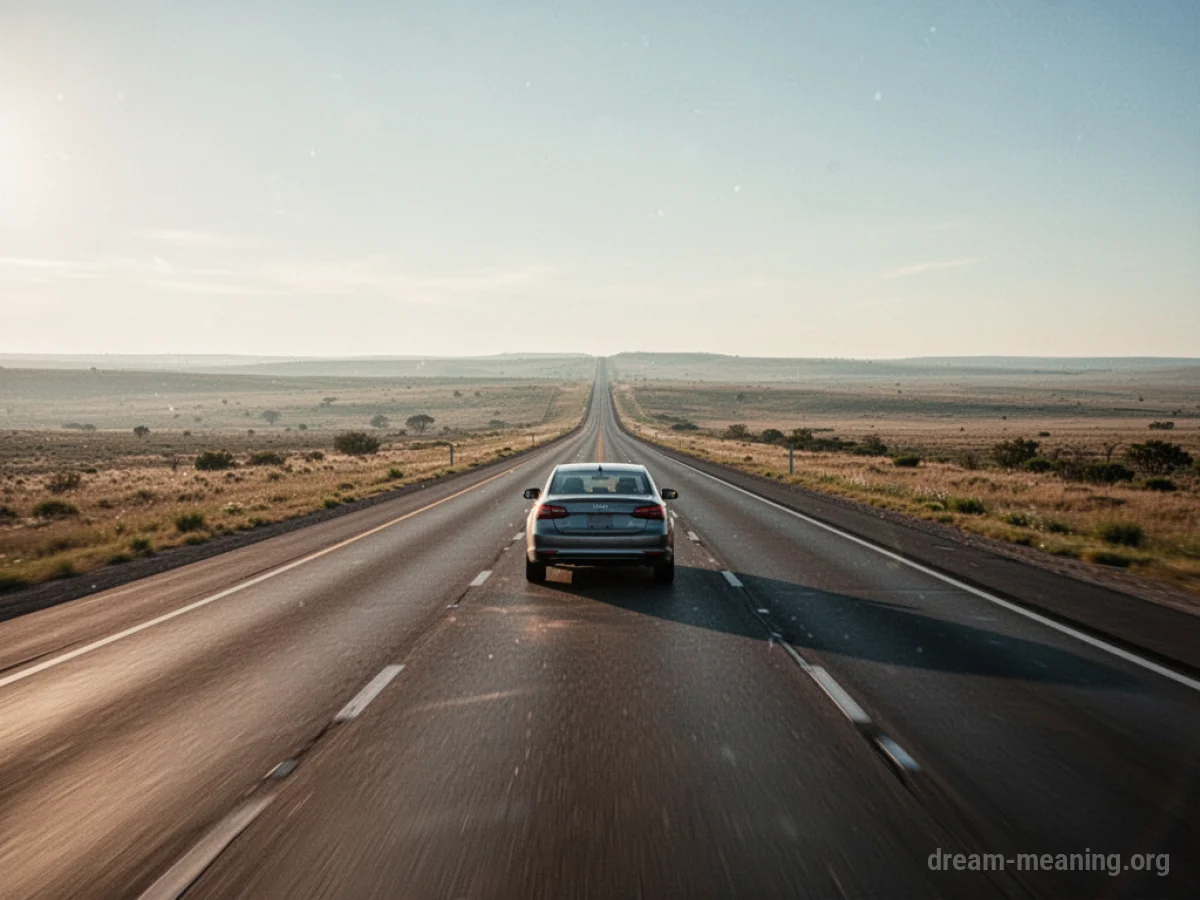 A car traveling on an empty highway.