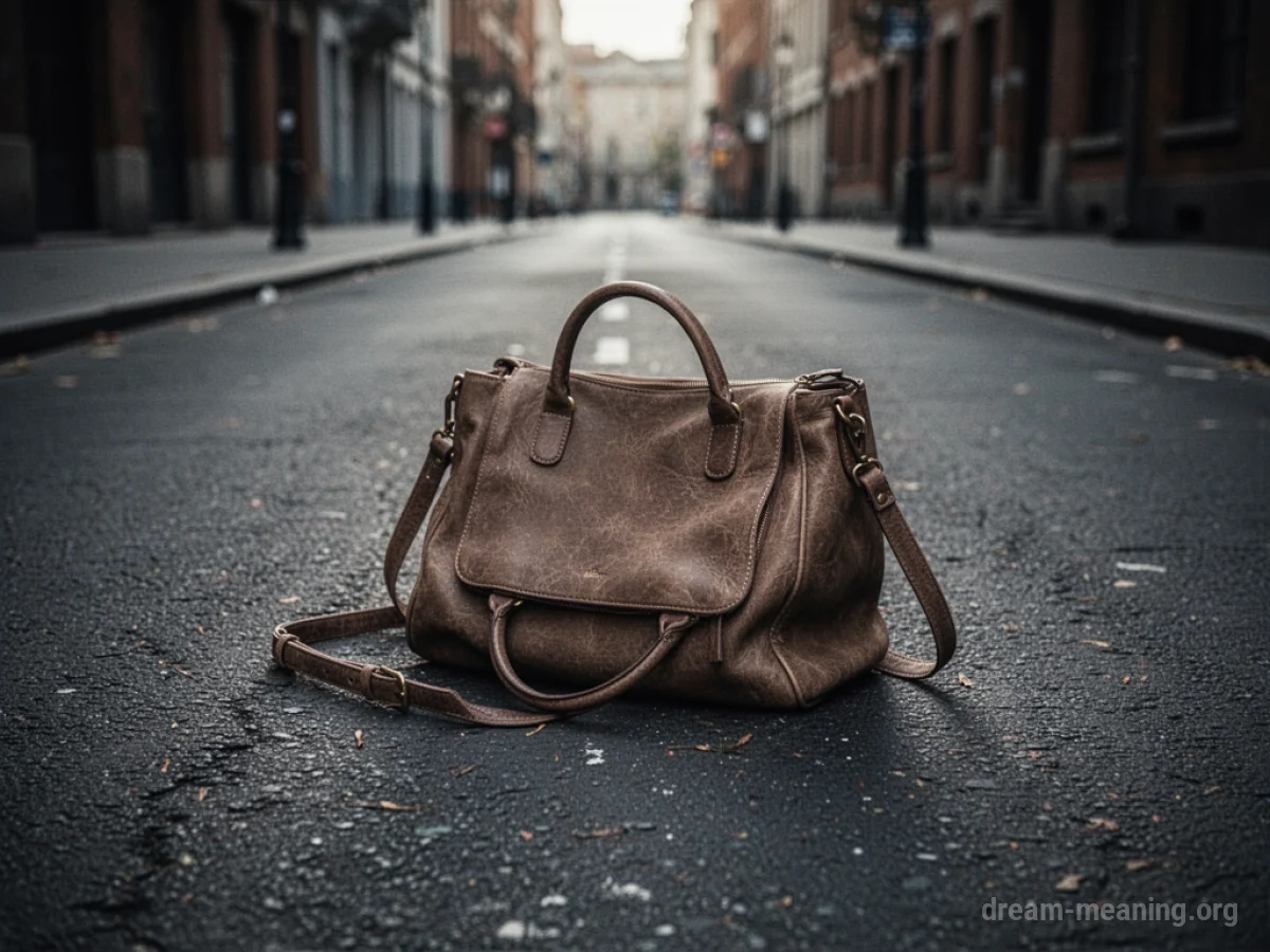 An empty handbag on a street.