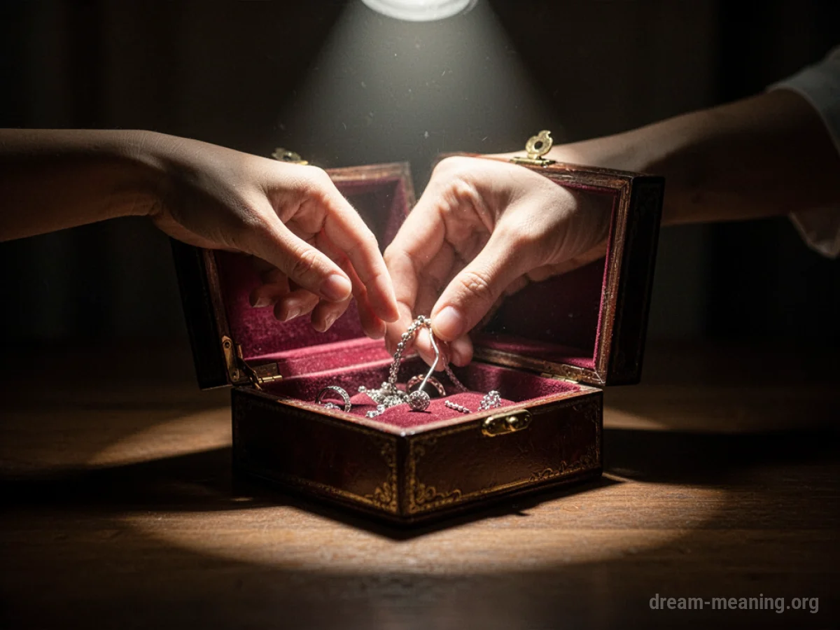 An empty jewelry box with a single beam of light shining into it.